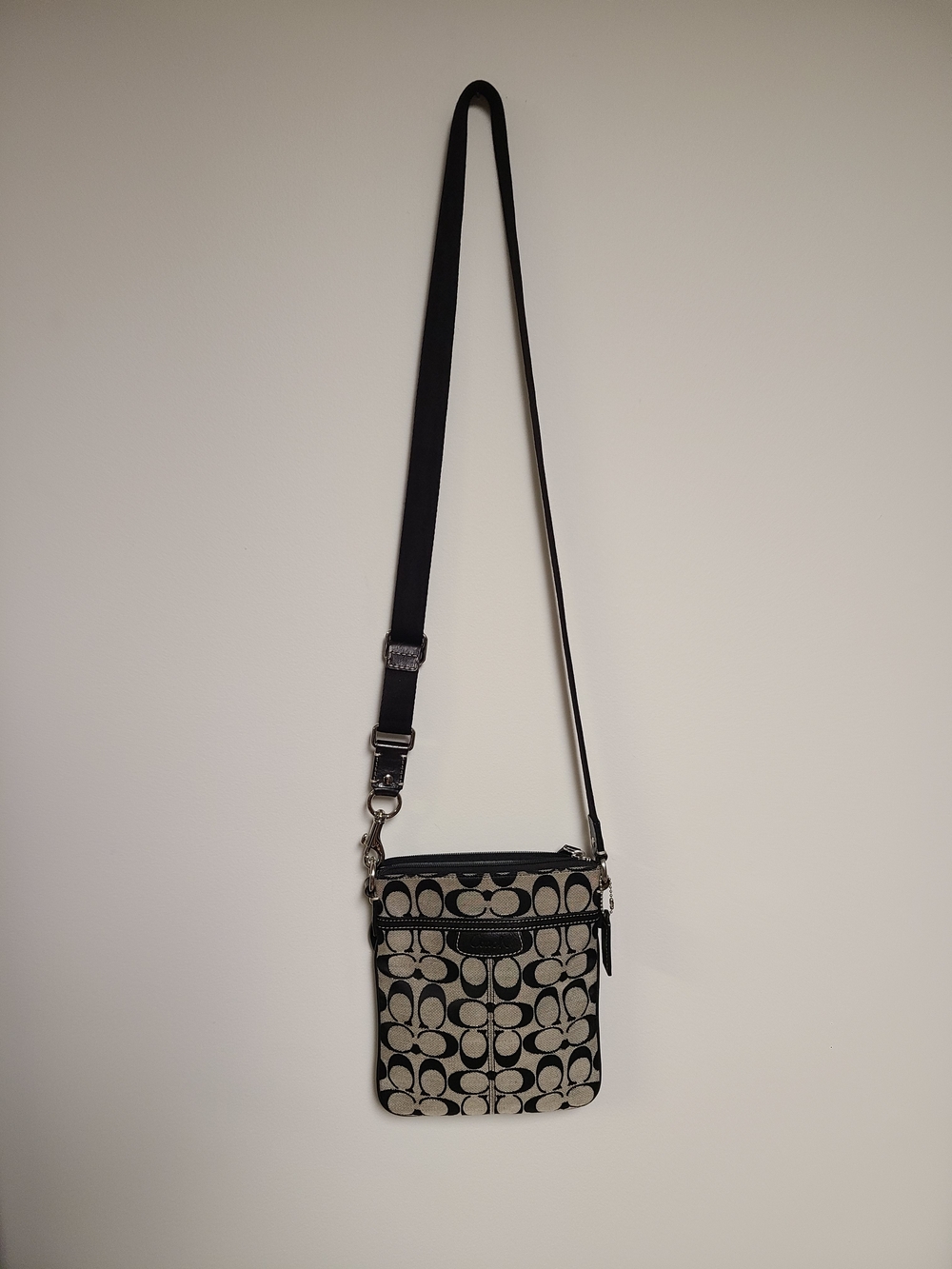 Coach Signature Canvas Crossbody Bag in Black/Cream